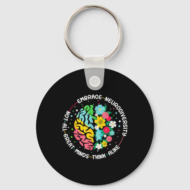 Embrace Neurodiversity Brain Autism Awareness Adhd Nyckelring (Framsida)