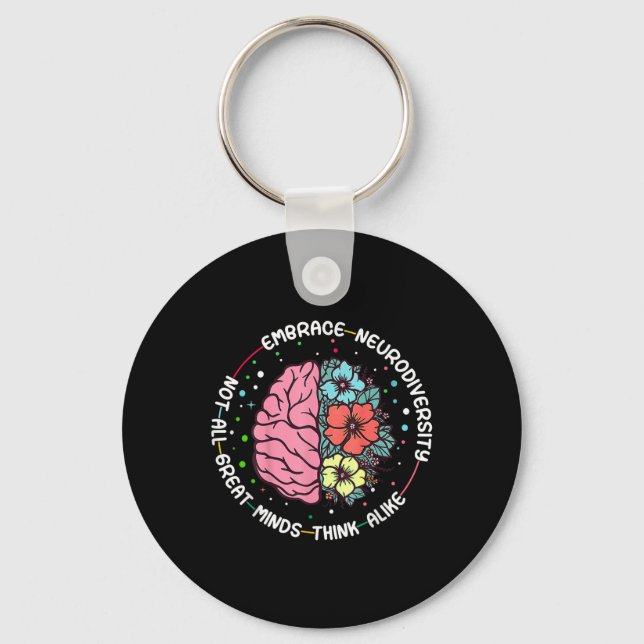 Embrace Neurodiversity Brain Autism Awareness Adhd Nyckelring (Framsida)