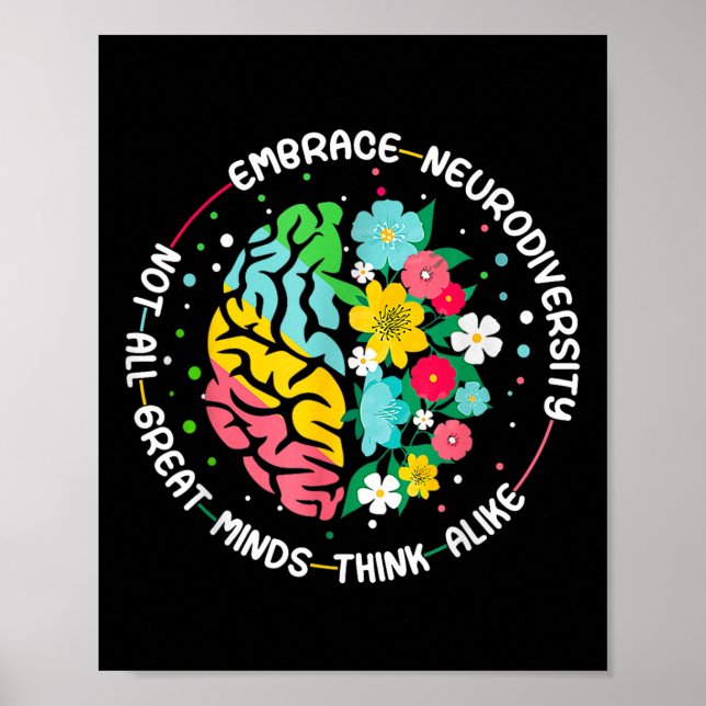 Embrace Neurodiversity Brain Autism Awareness Adhd Poster (Framsidan)