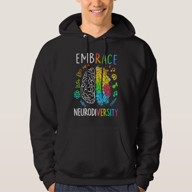 Embrace Neurodiversity Brain Autism Awareness Puzz Hoodie (Framsida)