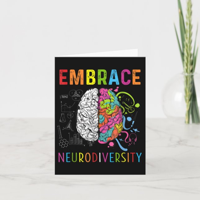 Embrace Neurodiversity Brain Embrace Adhd Autism Kort (Framsida)