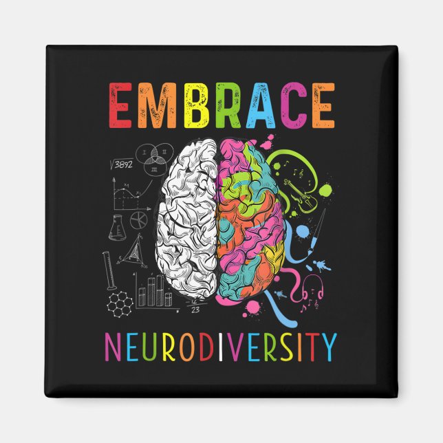 Embrace Neurodiversity Brain Embrace Adhd Autism Magnet (Framsidan)