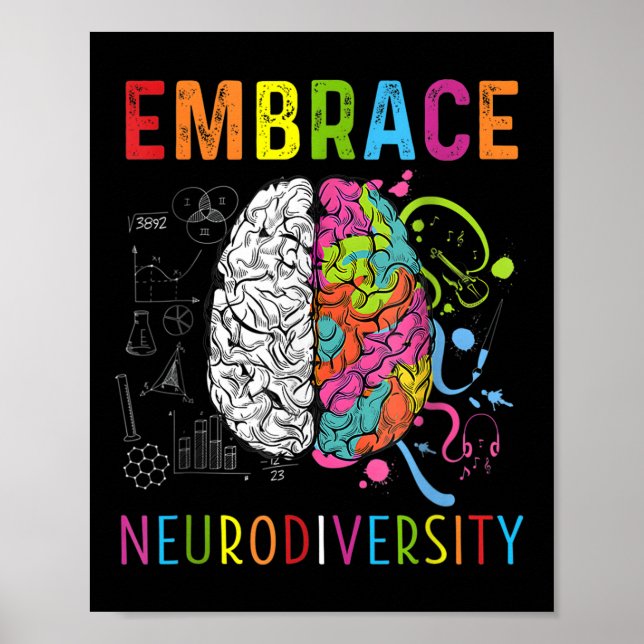 Embrace Neurodiversity Brain Embrace Adhd Autism Poster (Framsidan)