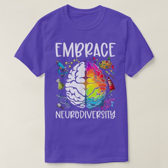 Embrace Neurodiversity Brain Rainbow ADHD Autism A T Shirt (Design framsida)
