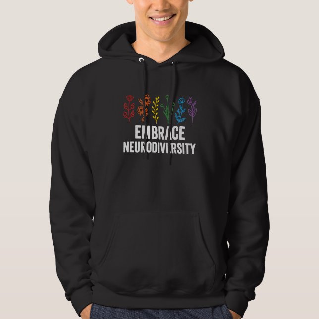 Embrace Neurodiversity flower Autism Awareness Mom Hoodie (Framsida)