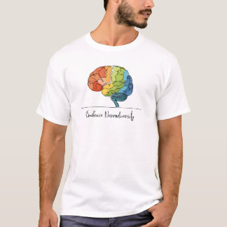 Embrace Neurodiversity Line Art Rainbow Brain T Shirt