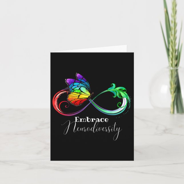 Embrace Neurodiversity Rainbow Infinity Butterfly Kort (Framsida)