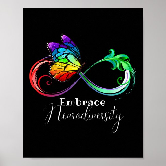 Embrace Neurodiversity Rainbow Infinity Butterfly Poster (Framsidan)