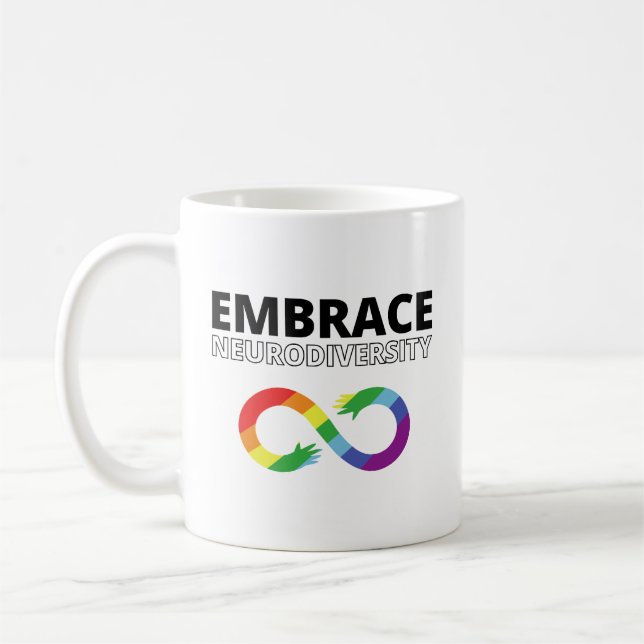 Embrace Neurodiversity - Rainbow Infinity Symbol Kaffemugg (Vänster)