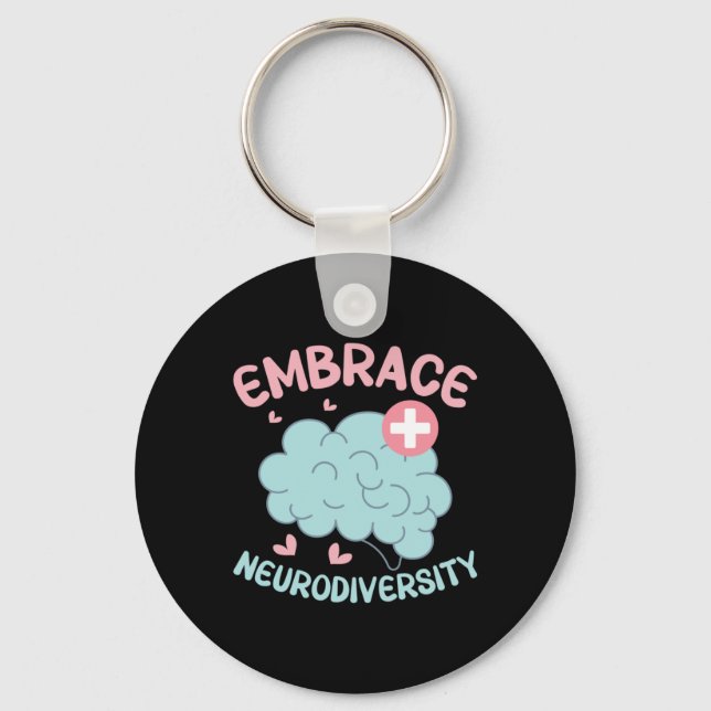 Embrace Neurodiversity Sticker Nyckelring (Framsida)