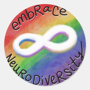 Embrace Neurodiversity (svart text) Runt Klistermärke