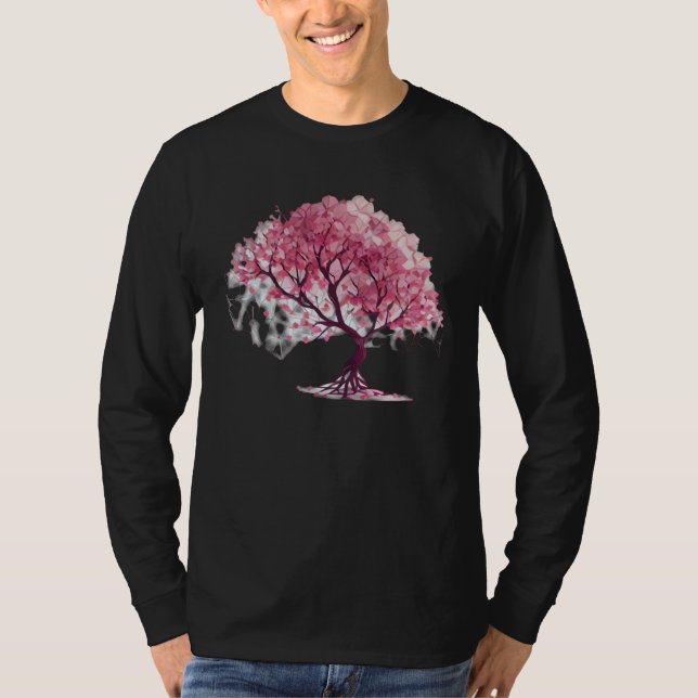 Embrace Spring with a Unique Cherry Blossom Geomet T Shirt (Framsida)