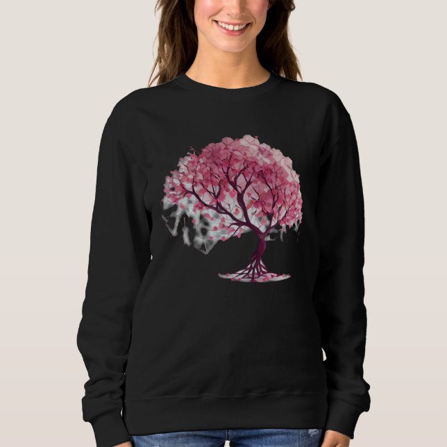 Embrace Spring with a Unique Cherry Blossom Geomet T Shirt (Framsida)