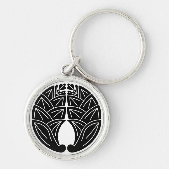 Embracing japanese gingers rund silverfärgad nyckelring (Framsidan)