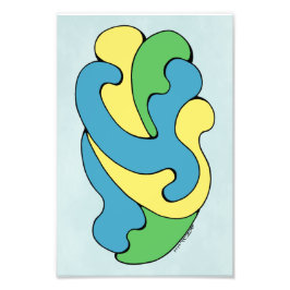 Embracing Kurvor (Gult, blått, Grönt) Fototryck