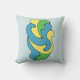 Embracing Kurvor (Gult, blått, Grönt) Kudde