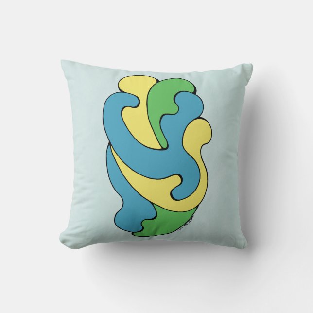 Embracing Kurvor (Gult, blått, Grönt) Kudde (Framsida)