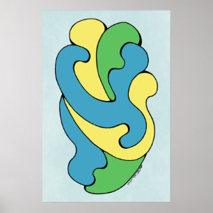 Embracing Kurvor (Gult, blått, Grönt) Poster