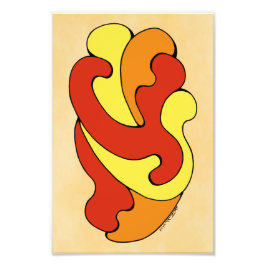 Embracing Kurvor (Gult, Röd, Orange) Fototryck