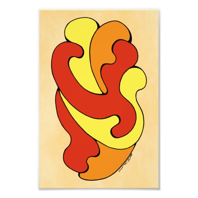 Embracing Kurvor (Gult, Röd, Orange) Fototryck (Framsidan)