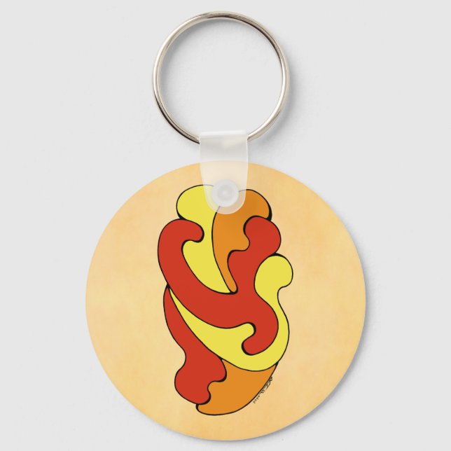 Embracing Kurvor (Gult, Röd, Orange) Nyckelring (Framsida)