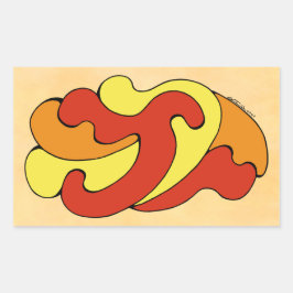 Embracing Kurvor (Gult, Röd, Orange) Rektangulärt Klistermärke