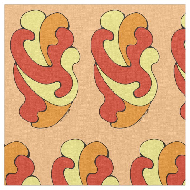 Embracing Kurvor (Gult, Röd, Orange) Tyg (Närbild)