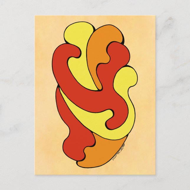 Embracing Kurvor (Gult, Röd, Orange) Vykort (Framsida)