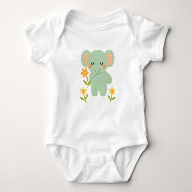 Embroderad Baby djur T Shirt (Framsida)