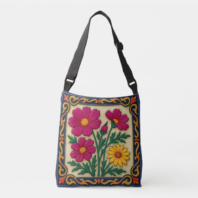 Embroderad Blommigt Folk Art Axelväska (Framsida)
