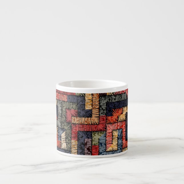 Embroderade geometriska, etniska struktur espressomugg (Framsidan)