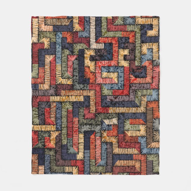 Embroderade geometriska, etniska struktur fleecefilt (Framsidan)