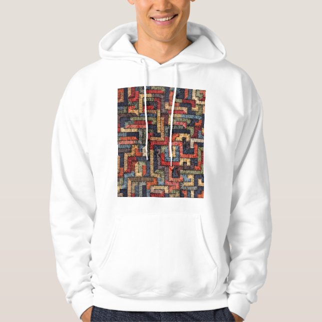 Embroderade geometriska, etniska struktur hoodie (Framsida)