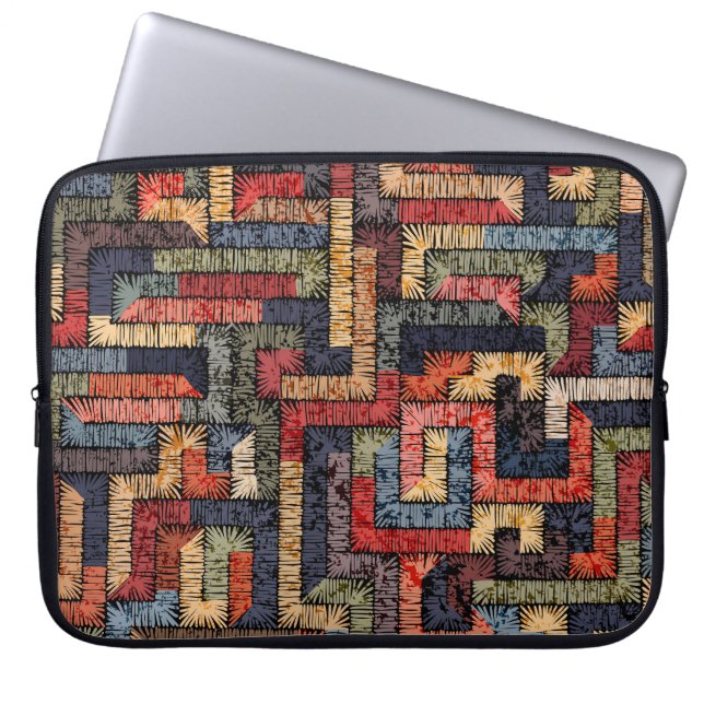 Embroderade geometriska, etniska struktur laptop fodral (Framsidan)