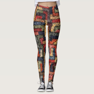 Embroderade geometriska, etniska struktur leggings