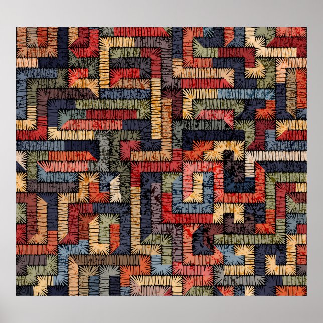 Embroderade geometriska, etniska struktur poster (Framsidan)