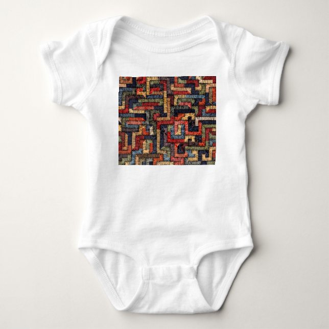 Embroderade geometriska, etniska struktur t shirt (Framsida)