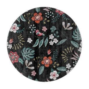Embrodery Blommigt Neckline, Vintage Bouquet.