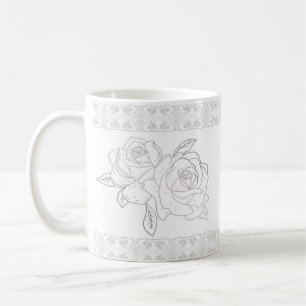 Embrodery elegant Silver Ro och Snöre Kaffemugg