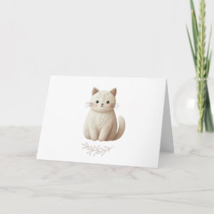 Embroiderad Beige Kattunge med botaniskt Boho-deta Kort