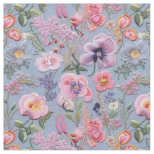 Embroiderad Blommigt Sömlös Mönster Tyg