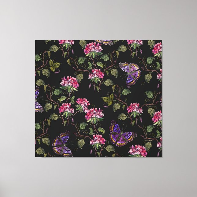 Embroiderad Datura Flowers: Botanisk konst Canvastryck (Framsida)