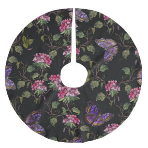 Embroiderad Datura Flowers: Botanisk konst Julgransmatta Borstad Polyester