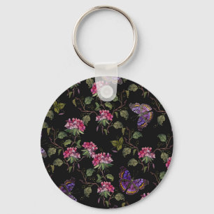 Embroiderad Datura Flowers: Botanisk konst Nyckelring