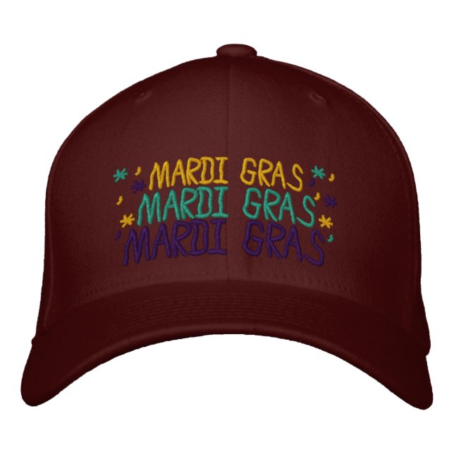 Embroiderad Mardi Gras Cap 2015 Broderad Keps (Framsida)
