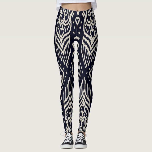 Embroiderade Ikat Fabric: Ethnic Elegance Leggings (Framsida)