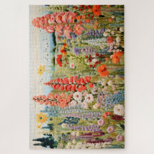 Embroiderade Vår Wildblommor Jigszle Puzzle