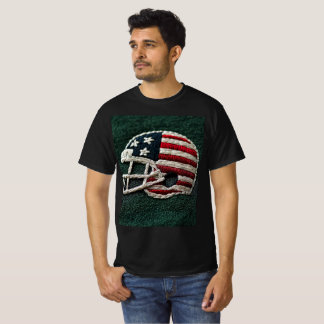 Embroidered American football helmet on dark green T Shirt