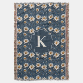 Embroidered Daisy Denim Blanket | Monogram Filt