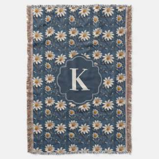 Embroidered Daisy Denim Blanket | Monogram Filt